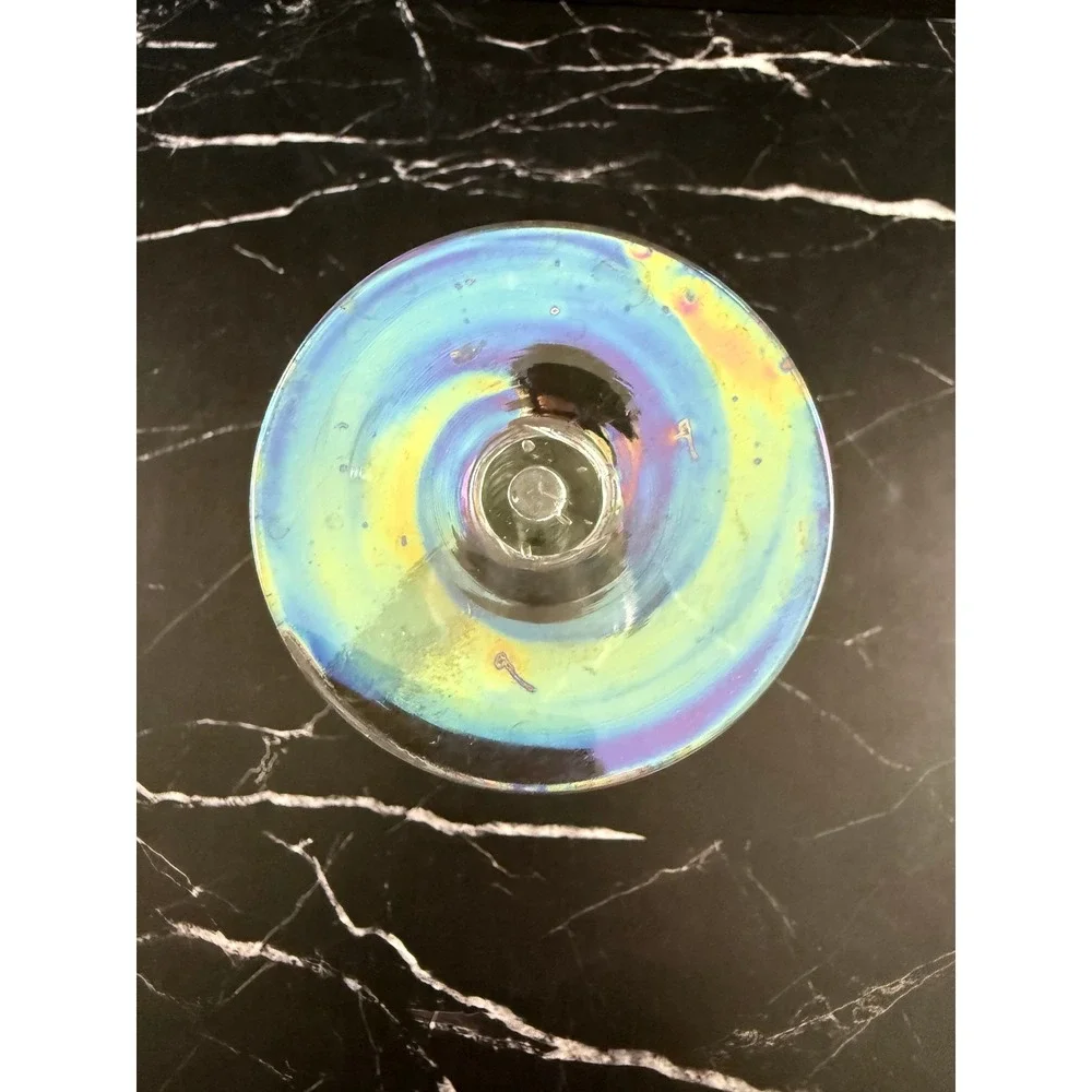Iridescent Trumpet Hollow Stem Diamond Swirl 9.75in Fluted Champagne Glasses